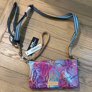 Consuela Pink Purple Blue Multicolor Snake-Print Crossbody